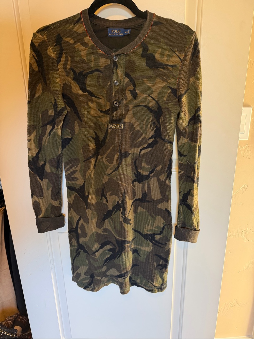 Ralph Lauren Green Camo Long-Sleeve Henley Dress